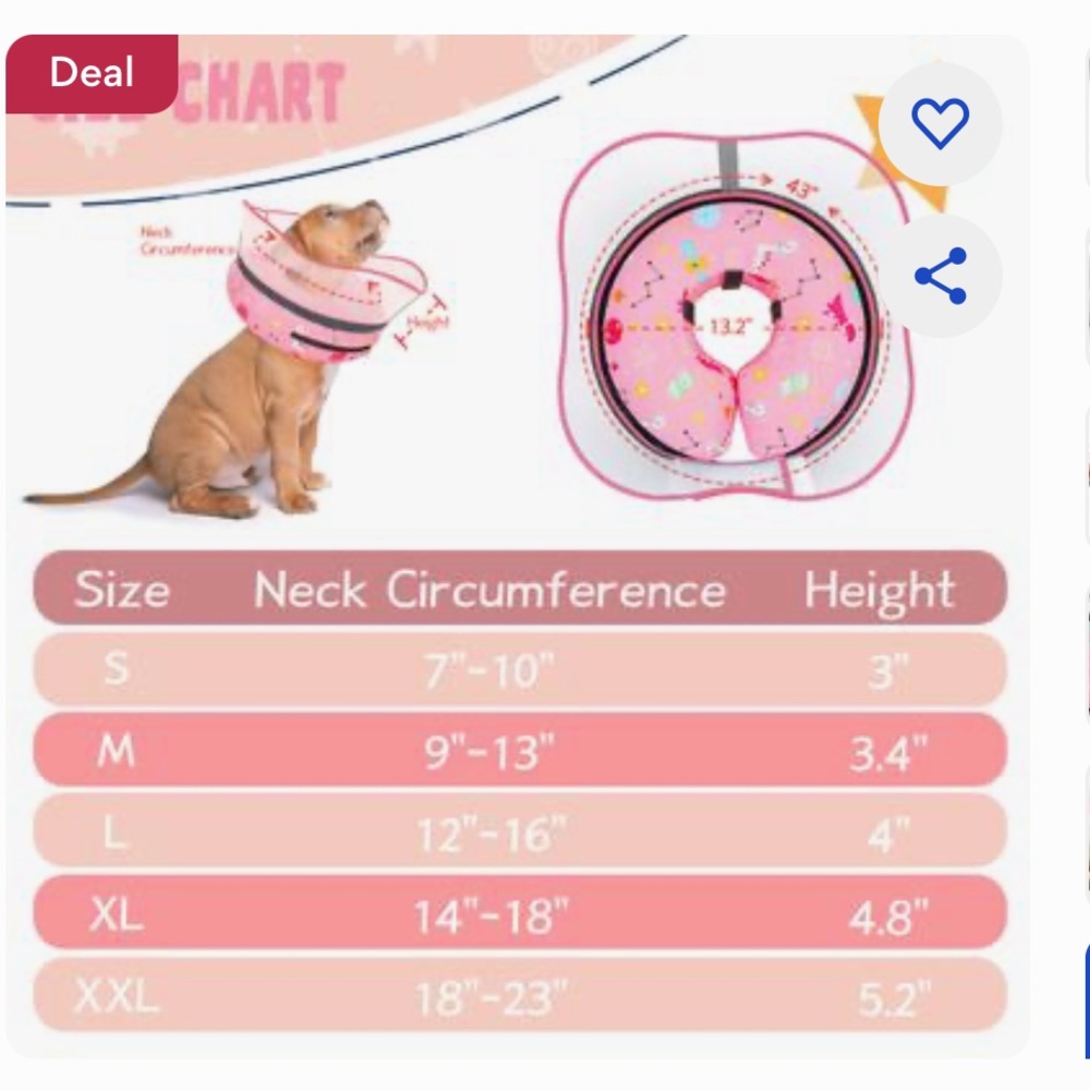 BRAND NEW Small Pink Inflatable Dog Cone Recovery Collar - Picture 2 of 4
